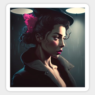 Woman In 1960s Color Film Noir Sticker